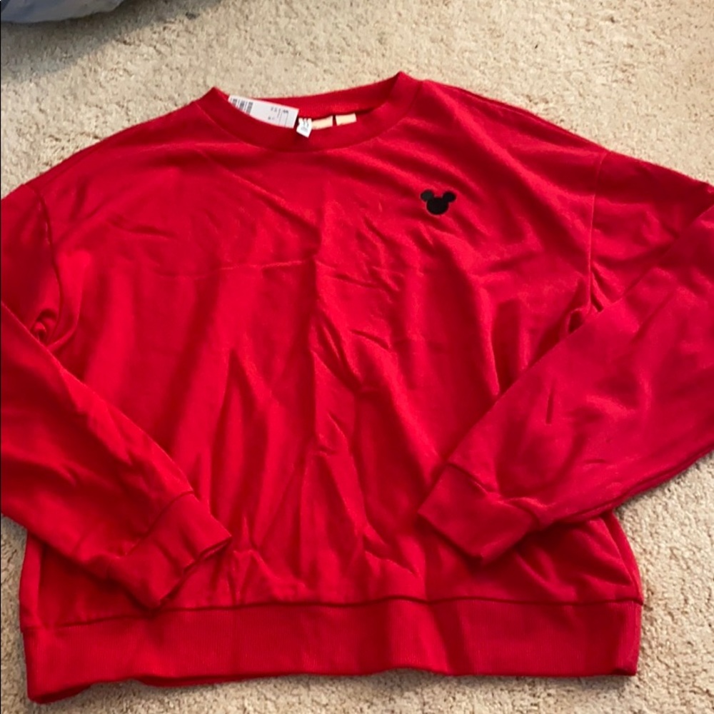 Red Disney embroidered crew neck